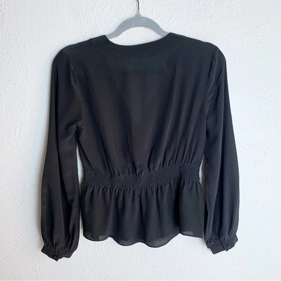 Madewell Silk V-Neck Peplum Top Black Sz XXS - Picture 3 of 5